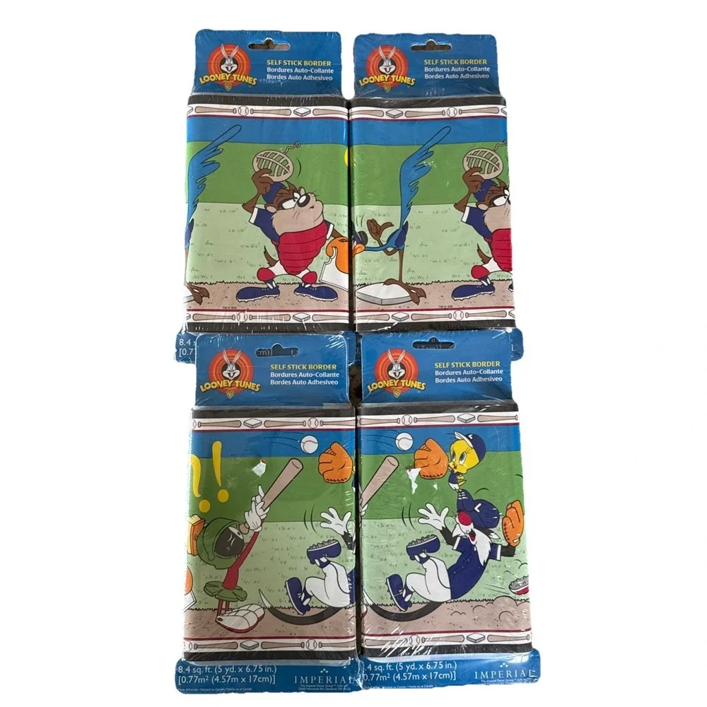 NOS Looney Tunes Baseball Wallpaper Border Taz Bugs Tweety 20 Yards Vtg Imperial